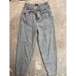 Simple Society Womens Light Blue High Rise Regular Fit Mom Denim Jeans Size 27